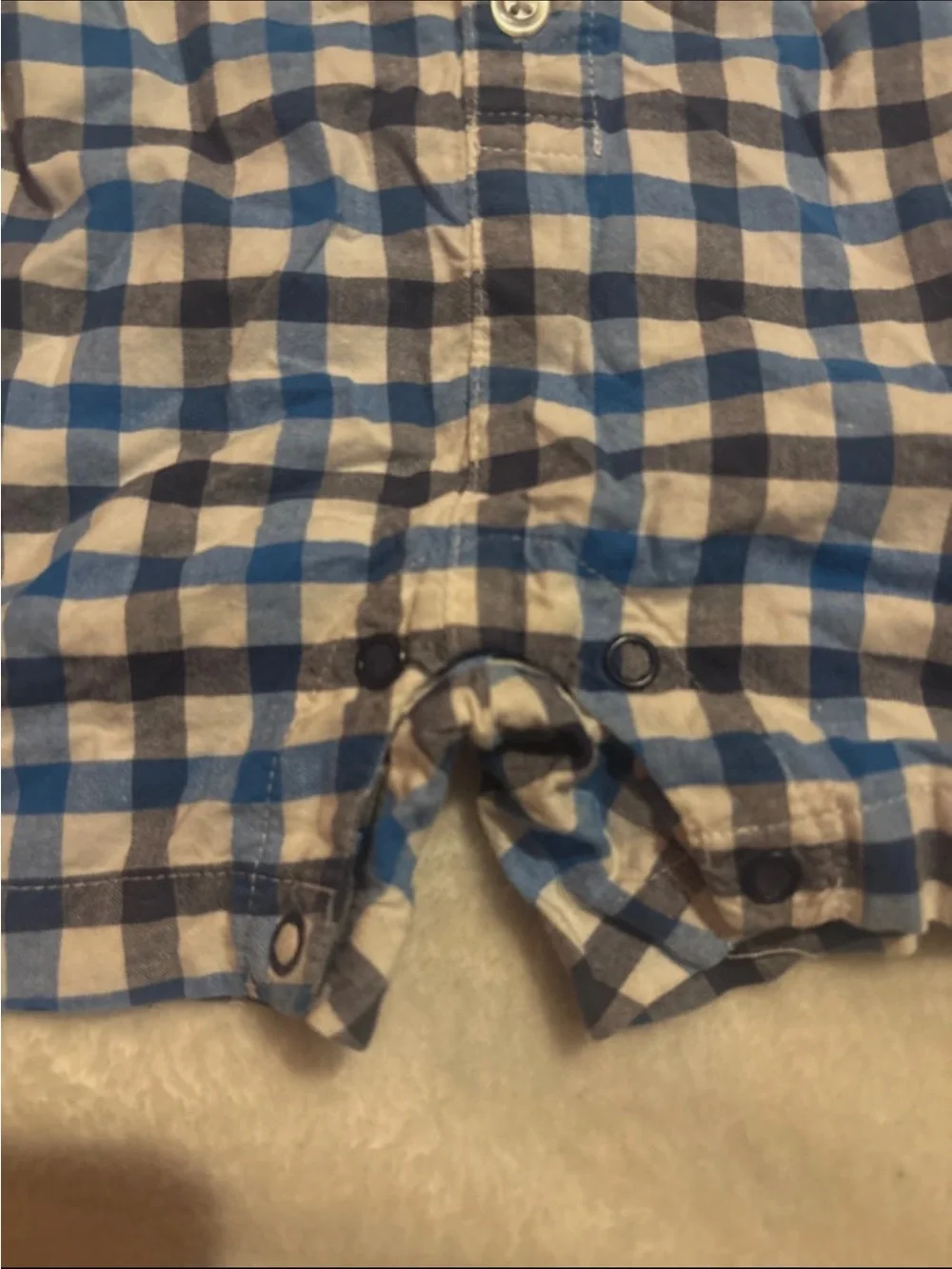 Carter's Blue and White Gingham Short-Sleeve Romper